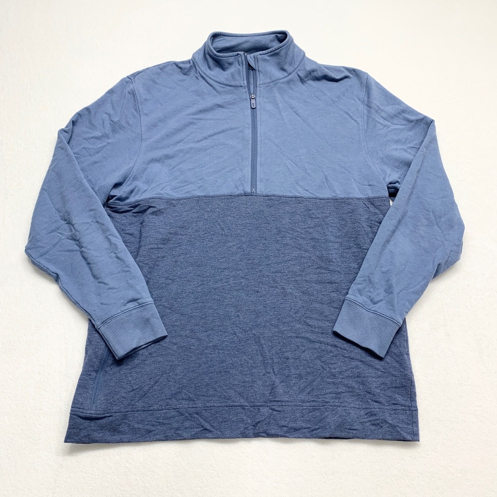 tasc‎ Performance Carrollton Quarter Zip Mens Sz M Blue Colorblock Bamboo Cotton